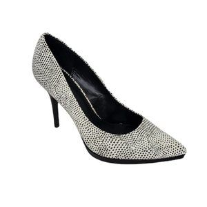 Limelight size 11 heartbreaker stiletto 4.5" heel pointed toe white black dot